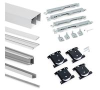 Kit de herrajes para armario de 2 puertas correderas y cierre suave placard 81, perfil sharp, espesor 16mm, tableros no incluidos, anodizado mate