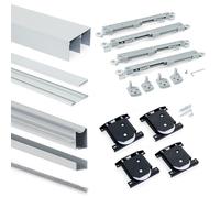Kit de herrajes para armario de 2 puertas correderas y cierre suave placard 81, perfil wave, espesor 18mm, tableros no incluidos, anodizado mate