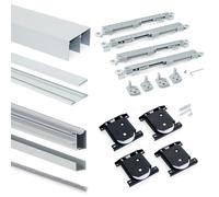 Kit de herrajes para armario de 2 puertas correderas y cierre suave placard 81, perfil wave, espesor 16mm, tableros no incluidos, anodizado mate