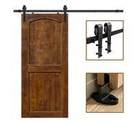 Kit de Herrajes para Puerta Corredera de 200 cm, Riel de Acero al Carbono de Alta Resistencia, Capacidad de Carga de 150 kg, Compatible con Puertas de Madera de 35-45 mm, con Limitadores y Guía de Neg
