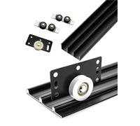 Kit de herrajes para puerta corredera de triple pista, color negro y leche, se adapta a puertas de armario de 39.4 a 106.5 pulgadas, fácil de instalar, moderno sistema de puerta corredera para