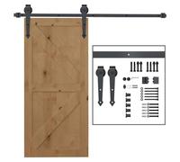 Kit de herrajes para puertas correderas HOMCOM, 2 metros, sistema para puertas correderas, color marrón