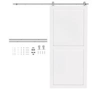 Kit de herrajes para puertas correderas HOMCOM Sistema de riel simple de acero inoxidable 304 de alta resistencia, puerta de 90 cm de ancho, tono plateado