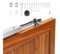 VEVOR Kit de Herrajes para Puerta Corrediza 144,1 cm, Herraje para Una Sola Puerta de 25-45 mm de Grosor y 762 mm de Ancho, Pista de Aleación de Aluminio, Deslizamiento Suave y Silencioso, Plata