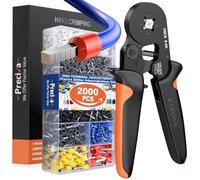 Kit de herramienta de crimpado de virola con 2000 piezas de conectores de alambre, juego de alicates engarzadores de alambre de Preciva AWG23-7 autoajustable con trinquete