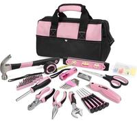 Kit de herramientas, color rosa, kit de reparación, bolsa de almacenamiento con amplia abertura, de 106 piezas, para mujeres y amantes del color rosa