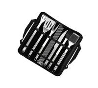 Kit de Herramientas de Acero Inoxidable para Barbacoa 12 Piezas | Bolsa Negra Incluida, Pala, Pinzas, Cuchillo, Tenedor, Brocha y Cepillo de Acero