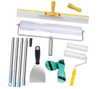 Kit De Herramientas De Autonivelación De Cemento,Palo Telescopico Limpieza 175 cm,Rodillo De Púas 13 mm,56cm y Zapatas De Clavos 30 mm,Rodillo De Pintura,Para Nivelar La Pared Del Suelo Compuesto