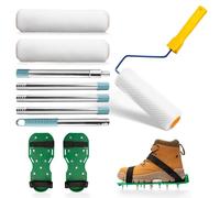 kit de Herramientas de Autonivelación de Cemento, Rodillo de Púas Autonivelante 23 cm 2 Rodillo Pintura 23 cm Puntas de Pisos Palo Telescopico Limpieza 1,5 m, Mortero Autonivelante
