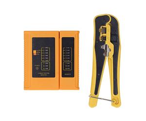 Kit de herramientas de engarzado profesional 3 en 1 Terminal telefónico multiusos Alicates de engarzado con trinquete universal Juego de probador de red para instalación y