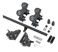Kit de herramientas de escalera rodante, juego completo de escalera deslizante para granero con ruedas de rodillo de suelo y pista de extensión, no incluye escalera, tubo redondo negro