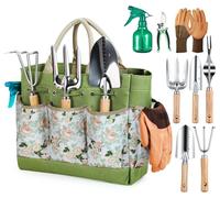 Kit de herramientas de jardín de 9 piezas con bolsa organizadora: herramientas para el cuidado de las plantas
