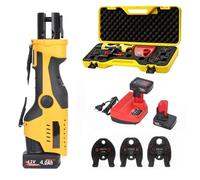 Kit De Herramientas De Prensa Para Tuberías Fontanería Acero Inoxidable | Herramienta de prensado hidráulica de 12V Pro Press para tubos cobre con 3 mordazas para trabajos fontanería y electricidad