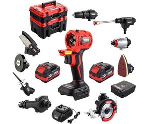 Kit de Herramientas Eléctricas de 20V, Set di 10 utensili elettrici a batteria con 2 batterie, caricabatterie e cassetta portautensili inclusi, kit combinato brushless per fai da te