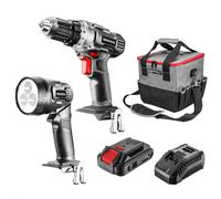 Kit de herramientas "Energy+": taladro/atornillador de 18V, soplete, maletín de transporte, batería de 2.0Ah, cargador - GRAPHITE - 58G016