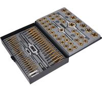 Kit de herramientas esenciales para roscar y rehacer roscas, con 86 piezas, que incluye machos y terrajas con revestimiento de titanio y carburo