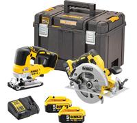 Kit de herramientas inalámbricas DeWalt DCK2012P2T-QW de 18V XR (incluye: taladro/atornillador DCS570, sierra circular DCS334, 2 baterías DCB184 y cargador rápido para el sistema)