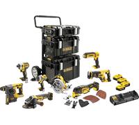Kit de herramientas inalámbricas DeWalt DCK853P4-QW, que incluye: DCD996, DCF887, DCH273, DCG405, DCS367, DCS355, DCS570, DCL050, DCB132, 4 baterías DCB184 y sistema Tough-System, 18,0 voltios