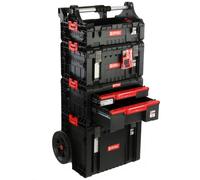 Kit de herramientas móvil con ruedas, cajón doble, organizador de herramientas, caja con asa, altura 139 cm, juego modular, para garaje y taller profesional