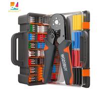 Kit de herramientas para engarzar virolas con terminales de casquillos, engarzadora de cables de trinquete autoajustable WOZOBUY para conectores de cables eléctricos HSC8 6-4 400PCS