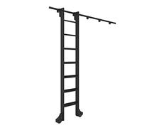 Kit de herramientas para escalera rodante de biblioteca de 3.3 a 20 pies, sistema completo de pista deslizante con ruedas de rodillo de piso (escalera no incluida), tubo redondo de acero negro