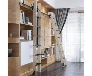 Kit de herramientas retráctiles para escalera de biblioteca, riel deslizante con rodillo de suelo, diseño de ahorro de espacio, fácil instalación, riel de 100 cm para uso en casa, oficina o tienda.