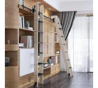 Kit de herramientas retráctiles para escalera rodante, riel deslizante con rodillo de suelo para almacenamiento vertical, fácil de instalar