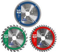 Kit de hojas de sierra circular kwb de 190 x 30/20/16 mm para sierras circulares manuales. Ideal para materiales de panel y materiales de construcción de madera. Incluye anillos reductores para 16 mm