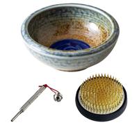 Kit de Ikebana: Jarra de cerámica Minoyaki, soporte Kenzan de 61 mm y herramienta de cuidado