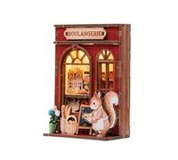Kit de imanes para nevera modelo de casa de madera en miniatura - Edificio magnético con luz LED para decoración de refrigerador y escritorio, bonito adorno de manualidades para habitación pequeña