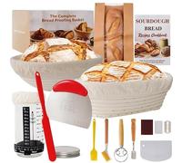 Kit de iniciación de pan de masa madre, cesta de prueba de Banneton con tarro de inicio, para hacer pan, artículos esenciales para hornear, los mejores regalos para personas que aman hornear (15