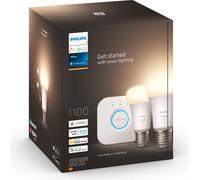Philips Hue Bombilla LED inteligente E27 con puente, luz cálida regulable, Alexa/Google – Pack de 2