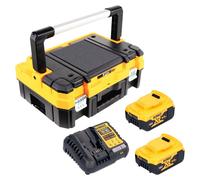 Kit de inicio con batería DeWalt DCB 1104 P2T de 18 V con 2 baterías de 5,0 Ah + cargador DCB 1104 + TSTAK