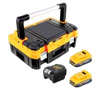 Kit de inicio DeWalt DCB 1102 E2T de 18 V con 2 baterías Powerstack de 1,7 Ah + cargador DCB 1102 + TSTAK