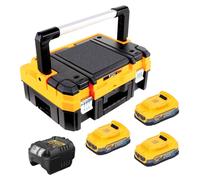 Kit de inicio DeWalt DCB 1102 E3T de 18 V con 3 baterías Powerstack de 1,7 Ah + cargador DCB 1102 + TSTAK
