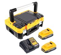 Kit de inicio DeWalt DCB 1104 E2T de 18 V con 2 baterías Powerstack de 1,7 Ah + cargador DCB 1104 + TSTAK