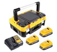 Kit de inicio DeWalt DCB 1104 E3T de 18 V con 3 baterías Powerstack de 1,7 Ah + cargador DCB 1104 + TSTAK