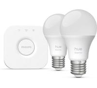 Kit de inicio esencial Philips Hue, 1 puente + 2 bombillas A60, iluminación ambiental blanca y de colores