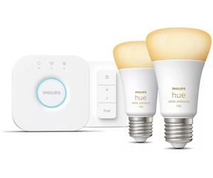 Kit de inicio Philips Hue White Ambiance E27 de 8W, 2 unidades, incluye fuente de alimentación