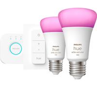 Philips Hue Kit de inicio 2xE27 con puente y regulador de intensidad – Ambiente blanco y color