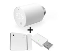 Kit de inicio Shelly «Heizen Easy» 1 unidad de Blu TRV (Novedad: compatibilidad con Zigbee mediante actualización de firmware (1.3.2)) · 1 unidad de Blu DoorWindow · 1 unidad de Blu Gateway