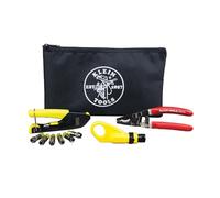 Kit de instalación coaxial con conectores F, cortador de cables, herramienta de compresión, pelador, más Klein Tools VDV026-211