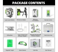 Kit de láser de línea cruzada 4D de alta precisión, autonivelante, con láser verde, trípode, receptor y telémetro