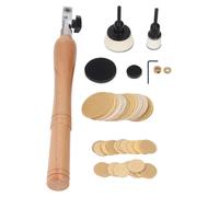 Kit de lijado manual para tornos – Kit de lijado para tornos – Mango de madera – 50 discos de lijado – Cabezal de soporte ajustable – Material duradero – Lijadora manual