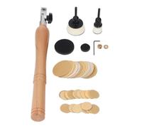 Kit de lijadora de cuencos de mano, lijadora para torno con mango de madera, almohadillas de lijado de 1 pulgada y 2 pulgadas, 50 discos de grano surtidos para tallas en madera,