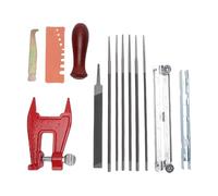 Kit de Lima de Motosierra Mango de Universal Limas Redondas de Acero Resistentes para Afilado de Motosierra Servicio y Mantenimiento In Situ Juego Completo de 14 Piezas