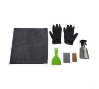 Kit de limpieza de piedra conmemorativa de 7 piezas con cepillo de tela de microfibra, botella de spray, dos pares de guantes, esponja y raspador de bordes