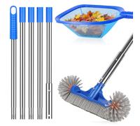 Kit de limpieza de piscina, cepillo de piscina y red de skimmer con poste