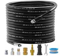 Kit de limpieza de tuberías de alta presión de 20 m para Kärcher K2 K7, manguera de repuesto de alta presión con boquilla de chorro y boquilla rotativa, 3 adaptadores, apto para limpiadores de alta