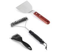 Kit de Limpieza para Barbacoa de 3 Piezas en Acero Inoxidable - Incluye Cepillo de Alambre y raspador, Ideal para Parrillas de Gas, carbón y Todo Tipo de barbacoas